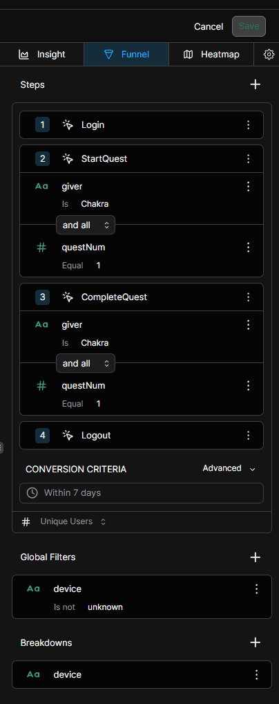 Funnel Tab